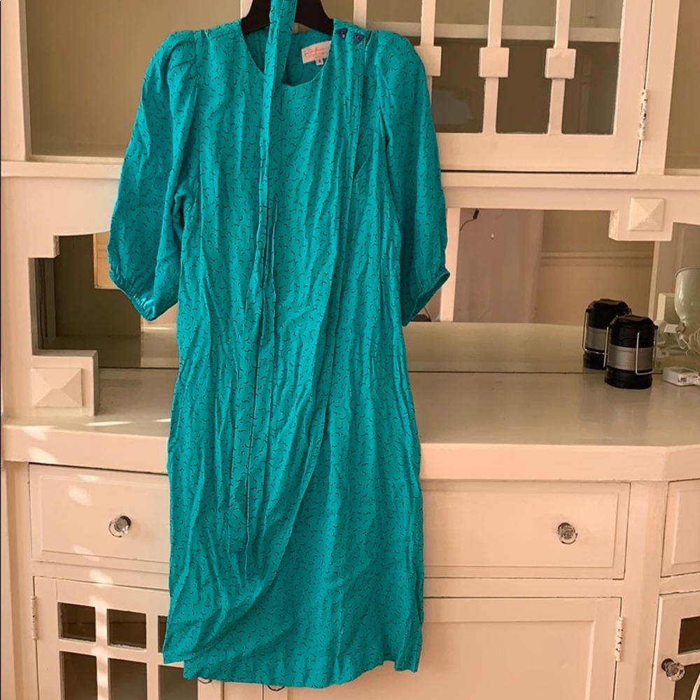 80’s turquoise rayon dress